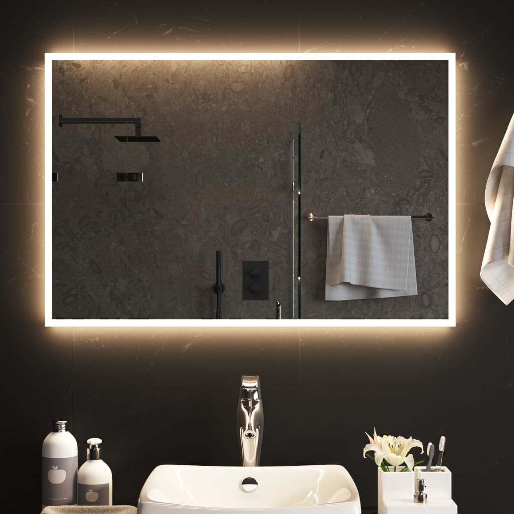 vidaXL Oglindă de baie cu LED, 90x60 cm