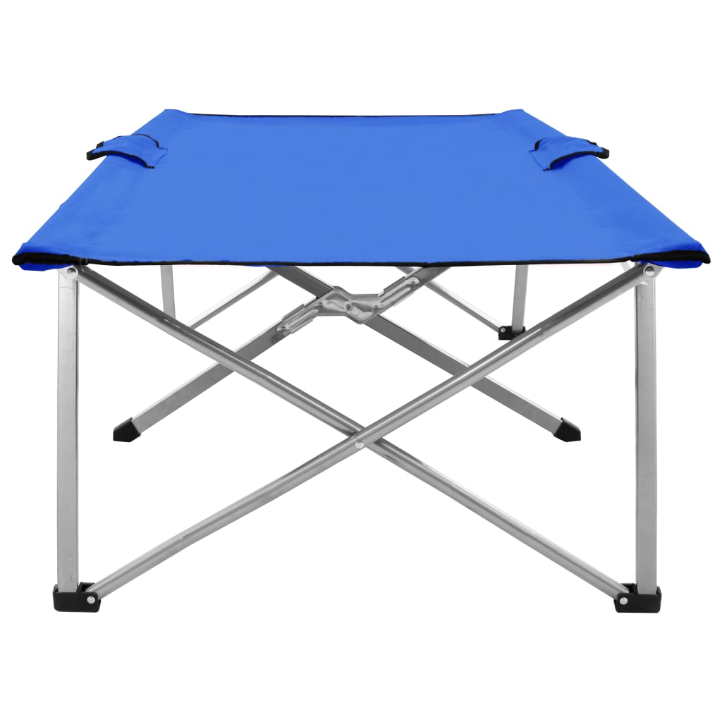 vidaXL Pat de camping, 206 x 75 x 45 cm, albastru, XXL