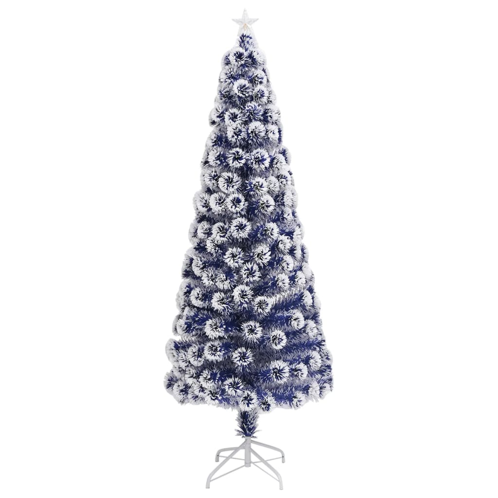 vidaXL Brad Crăciun artificial luminat alb&albastru 240cm fibră optică