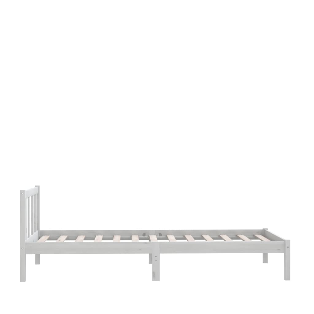 vidaXL Cadru de pat mic single, alb, 75x190 cm, lemn masiv de pin