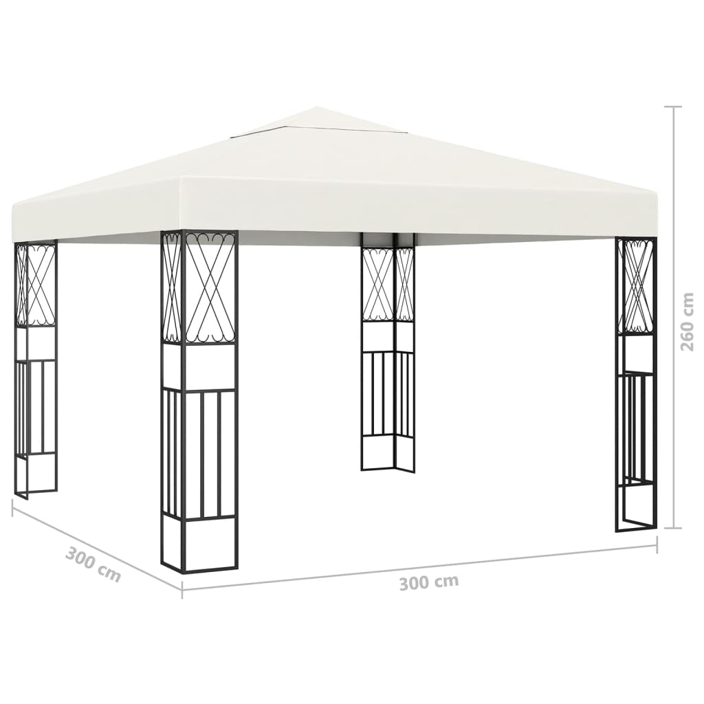 vidaXL Pavilion cu șir de lumini, crem, 3x3 m, material textil