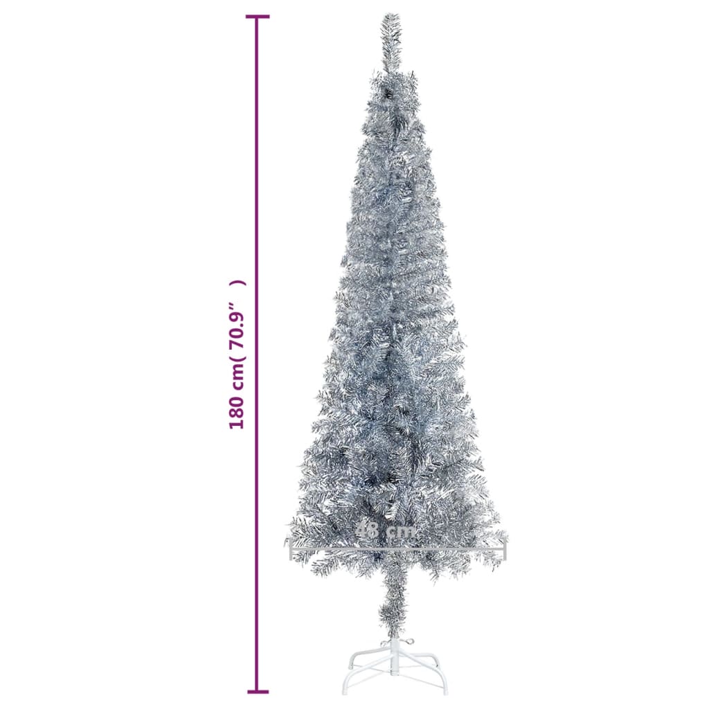 vidaXL Brad de Crăciun artificial subțire, argintiu, 180 cm