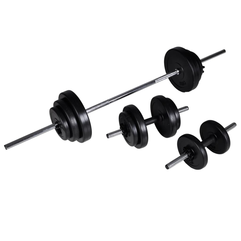 vidaXL Bancă fitness cu rastel greutăți, set haltere/gantere, 30,5kg