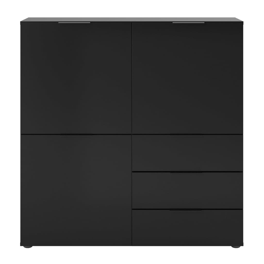 FMD Comodă cu 3 uși și 3 sertare, negru