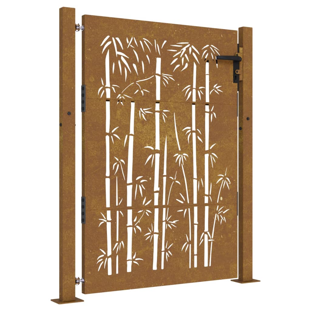 vidaXL Poartă pentru grădină, 105x155 cm, oțel corten, model bambus