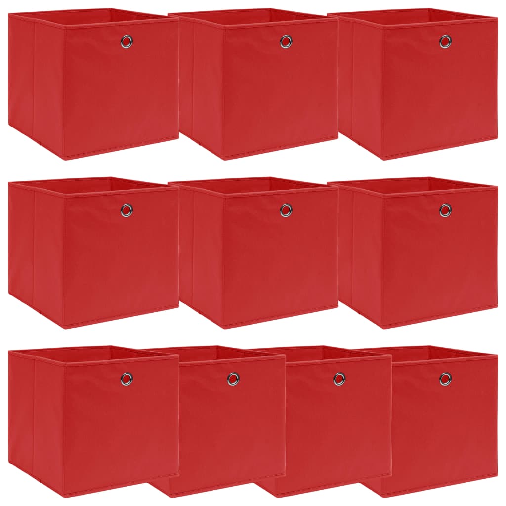vidaXL Cutii depozitare, 10 buc, roșu, 32x32x32 cm, textil