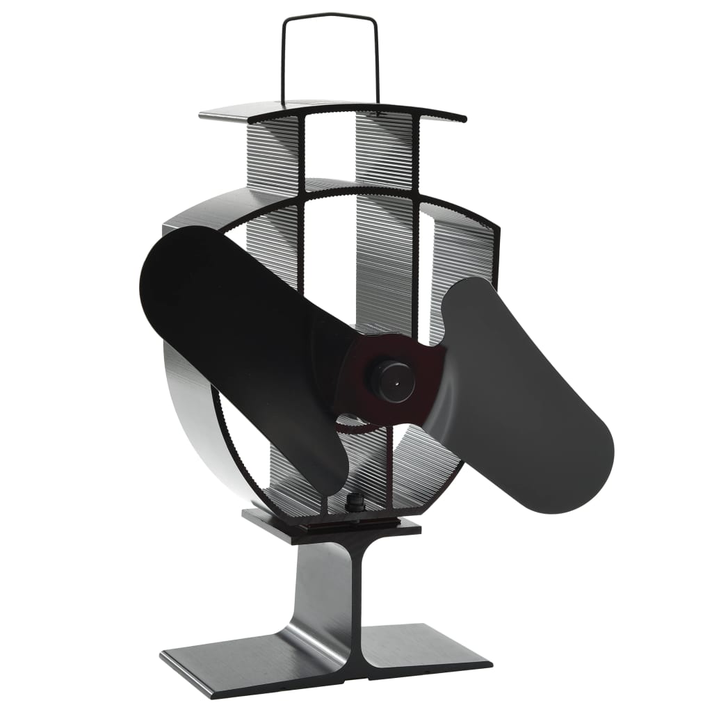vidaXL Ventilator de sobă cu alimentare termică, 2 palete, negru