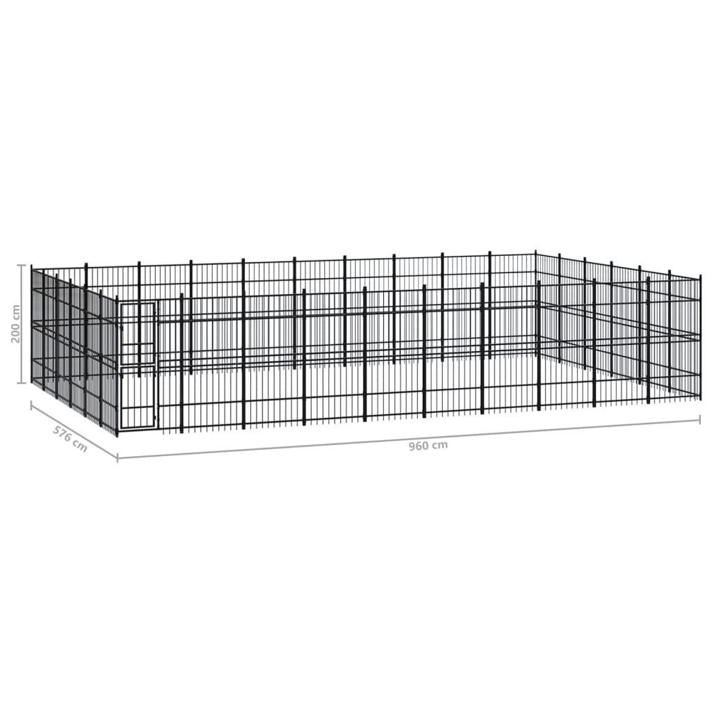 vidaXL Padoc pentru câini de exterior, 55,3 m², oțel