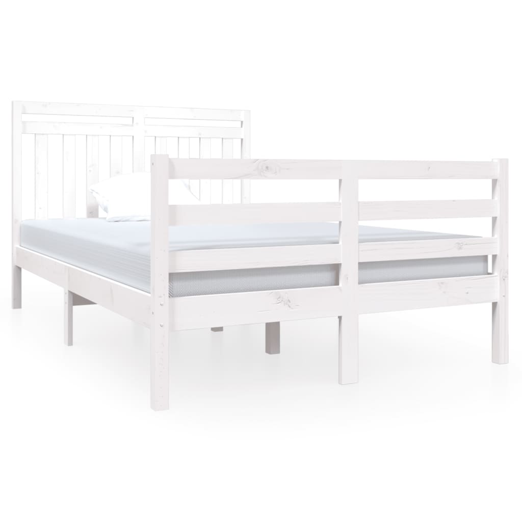 vidaXL Cadru de pat mic dublu, alb, 120x190 cm, lemn masiv