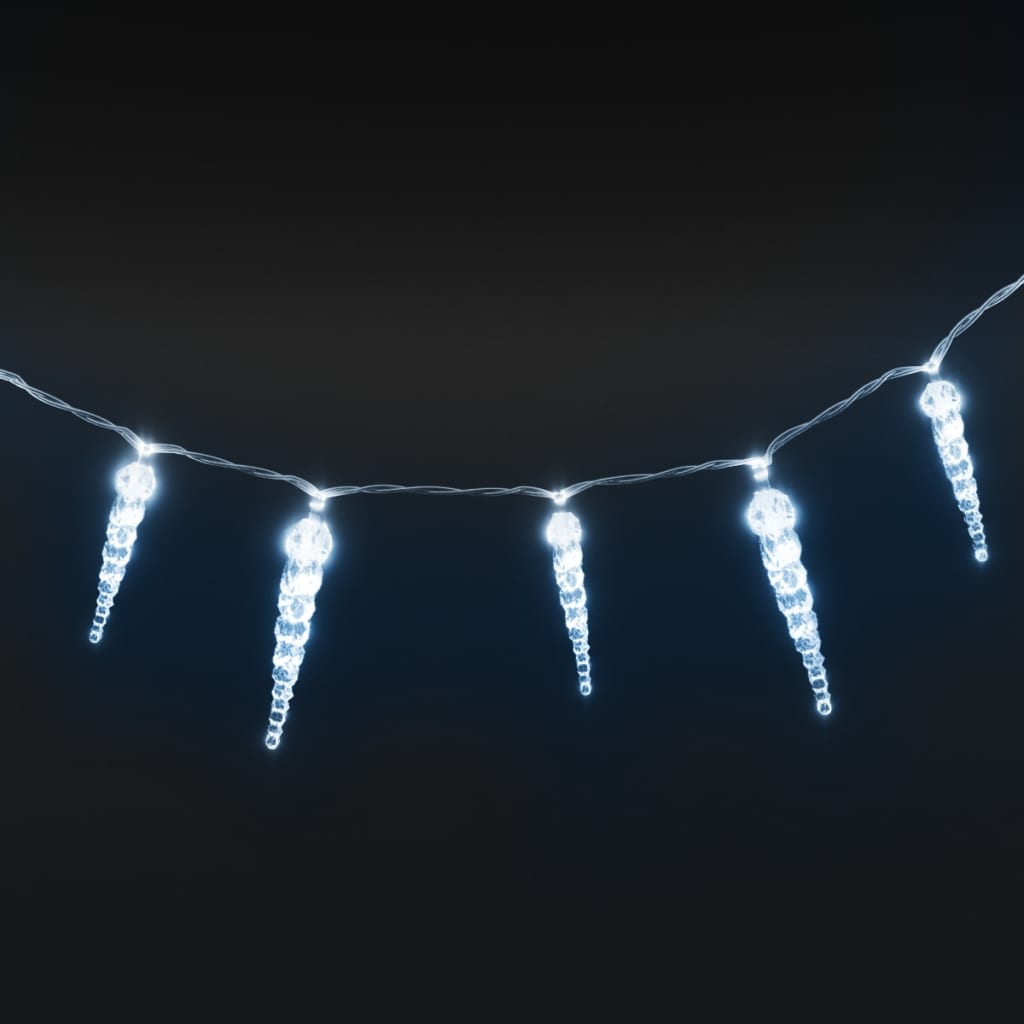 vidaXL Luminițe de Crăciun țurțuri, 100 buc., alb rece, acril