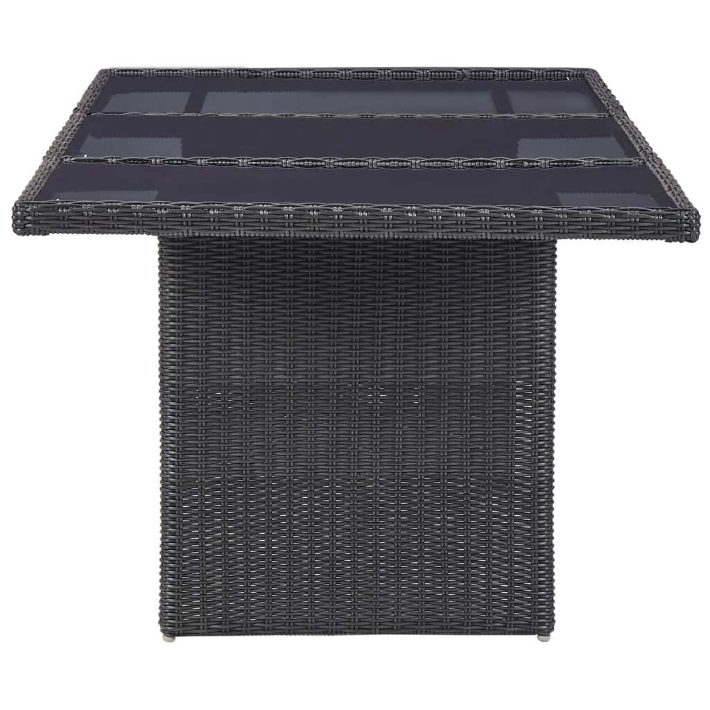 vidaXL Set mobilier de exterior, 11 piese, negru, poliratan