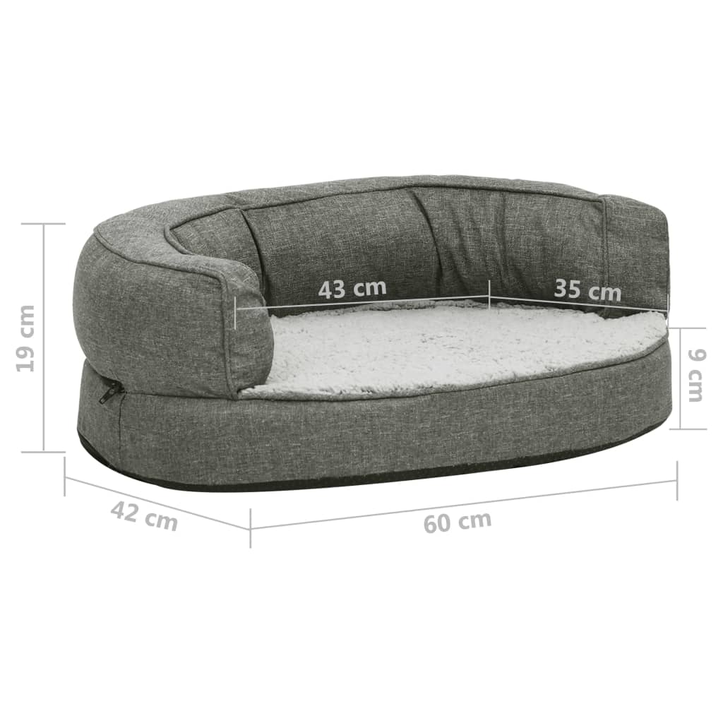 vidaXL Saltea ergonomică pat de câini, gri, 60x42 cm, aspect in/fleece