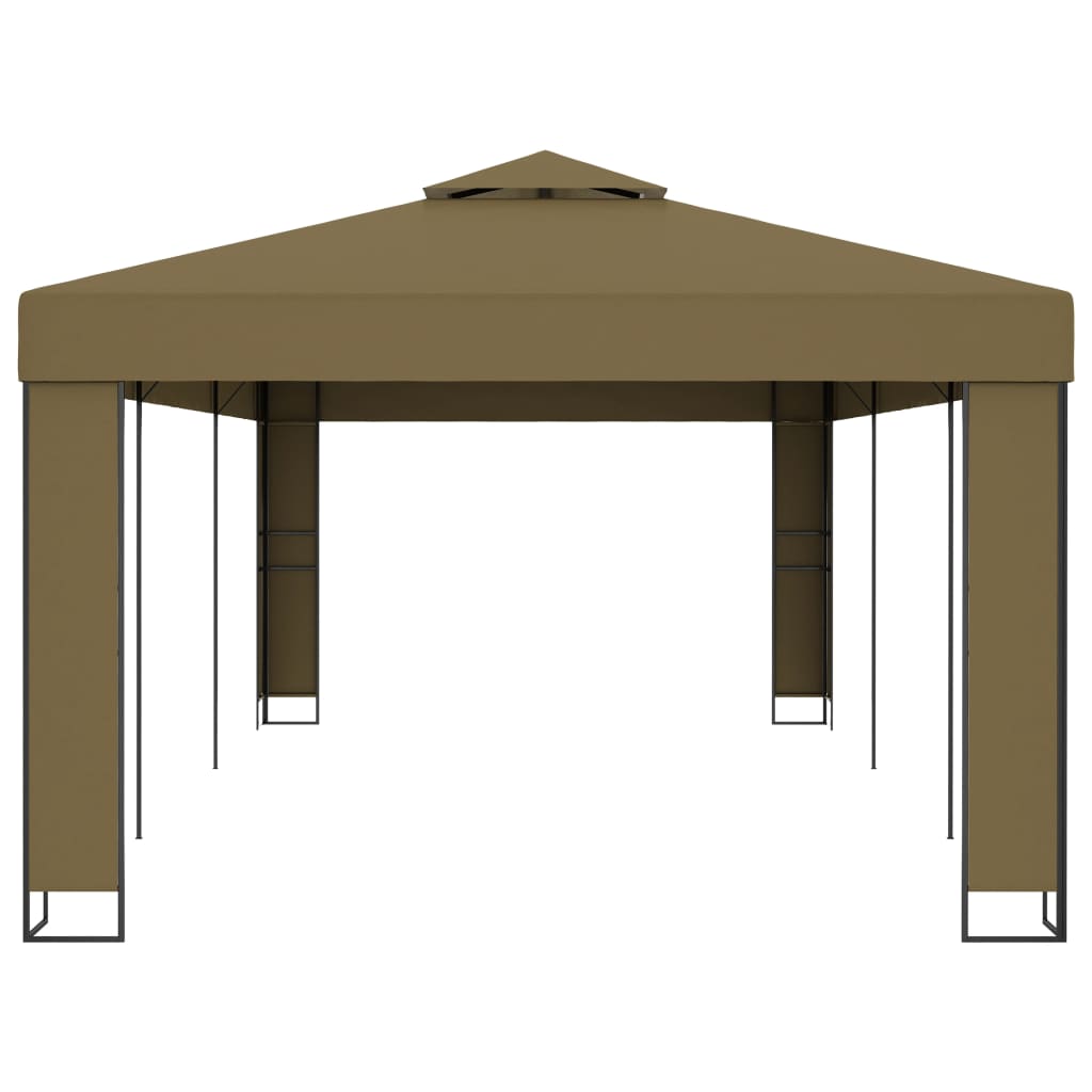 vidaXL Pavilion cu acoperiș dublu, gri taupe, 3 x 6 m, 180 g/m²