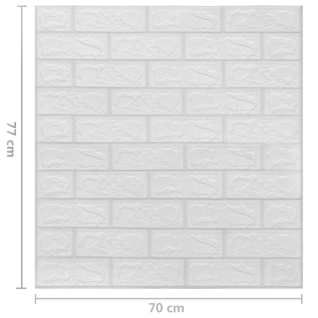 vidaXL Tapet de perete autocolant 3D, 10 buc., alb, model cărămizi