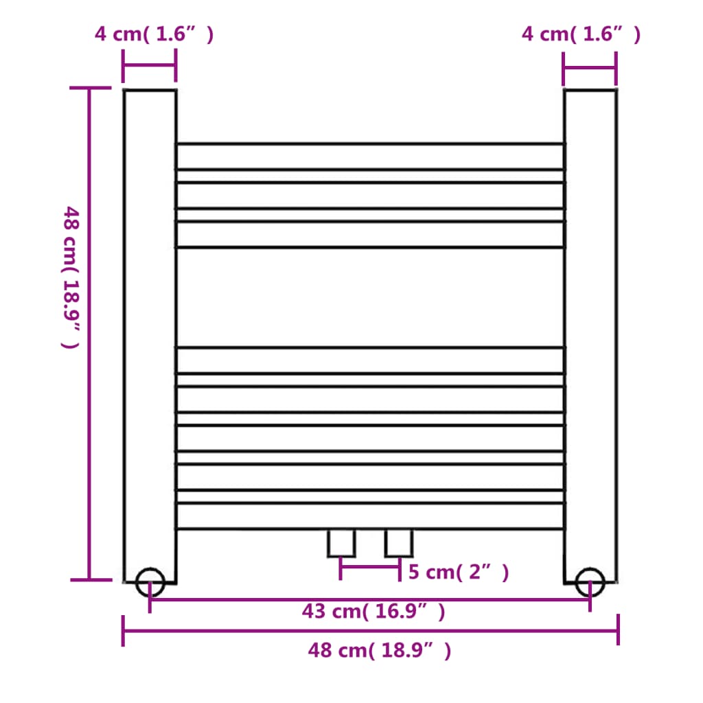 Radiator port-prosop încălzire centrală baie, drept, 480x480 mm