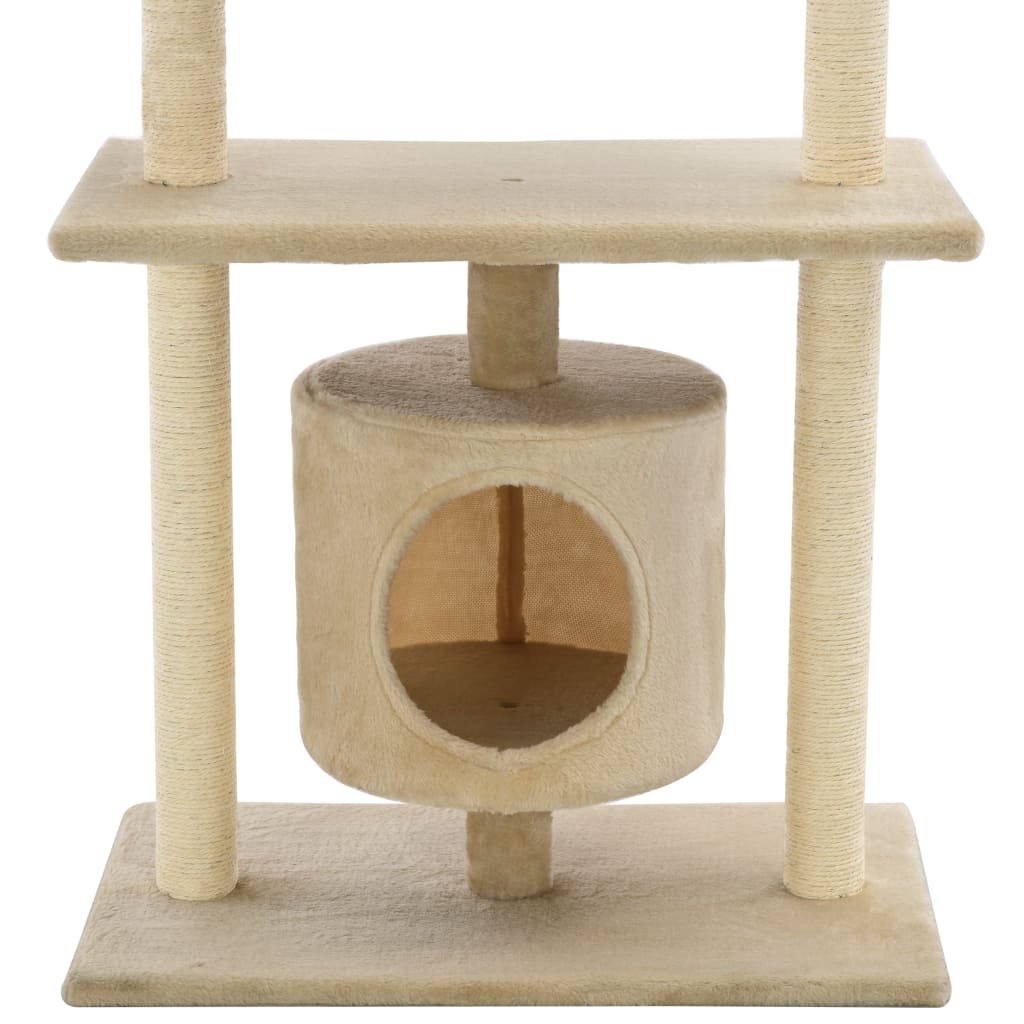 vidaXL Ansamblu pentru pisici cu stâlpi din funie de sisal, 95 cm Bej