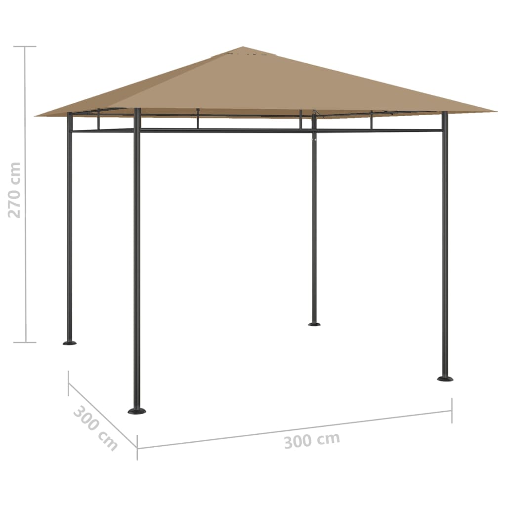 vidaXL Pavilion, gri taupe, 3x3x2,7 m, 180 g/m²