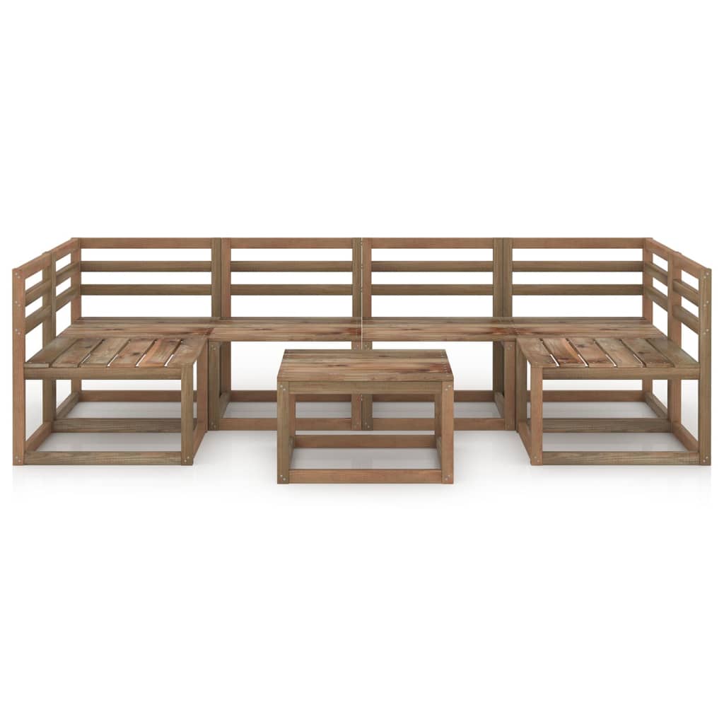 vidaXL Set mobilier de grădină, 7 piese, maro, lemn de pin tratat