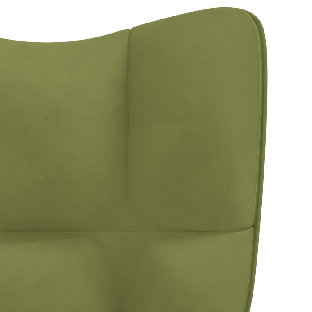 vidaXL Scaun de relaxare cu taburet, verde deschis, catifea