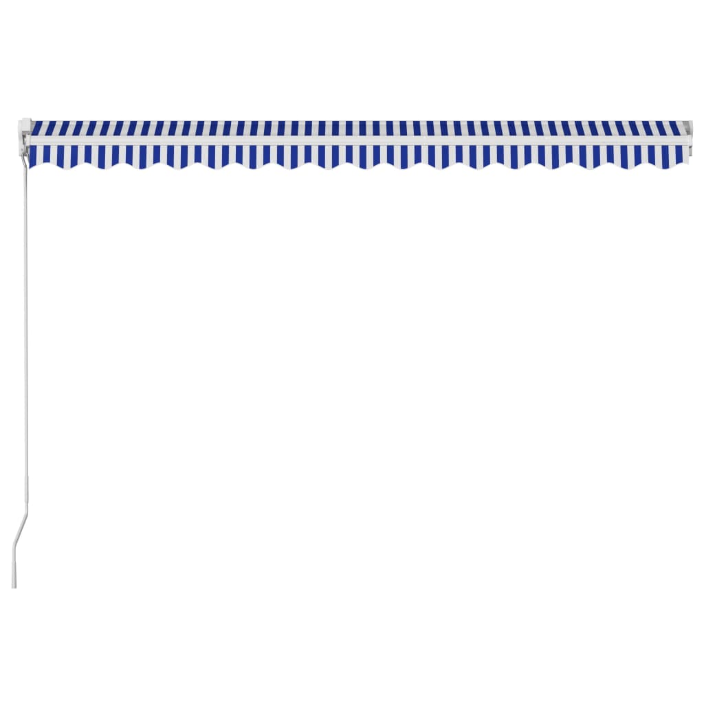 vidaXL Copertină retractabilă manual, albastru și alb, 450x300 cm