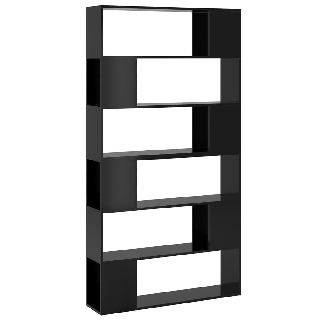 vidaXL Bibliotecă/Separator cameră, negru extralucios, 100x24x188 cm