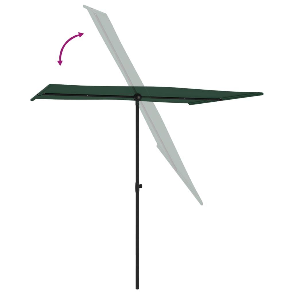 vidaXL Umbrelă de soare de exterior, stâlp aluminiu, verde, 2 x 1,5 cm