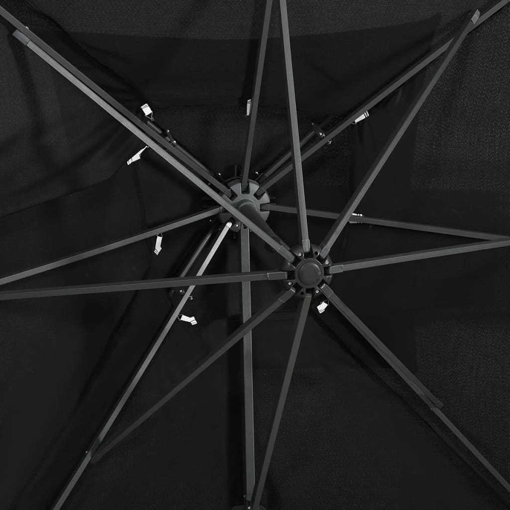 vidaXL Umbrelă suspendată cu înveliș dublu, negru, 250x250 cm