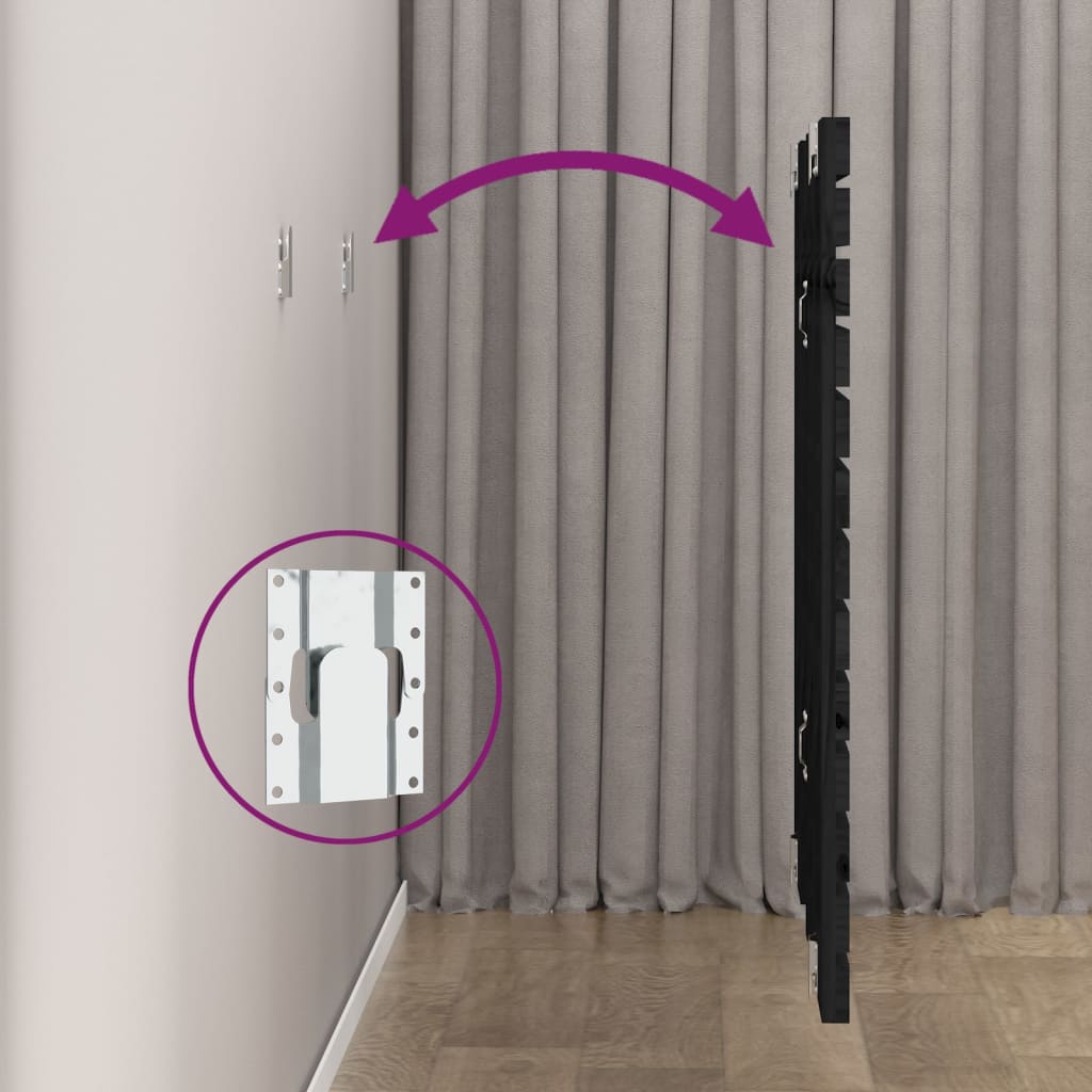 vidaXL Tăblie de pat pentru perete, negru 106x3x91,5 cm lemn masiv pin
