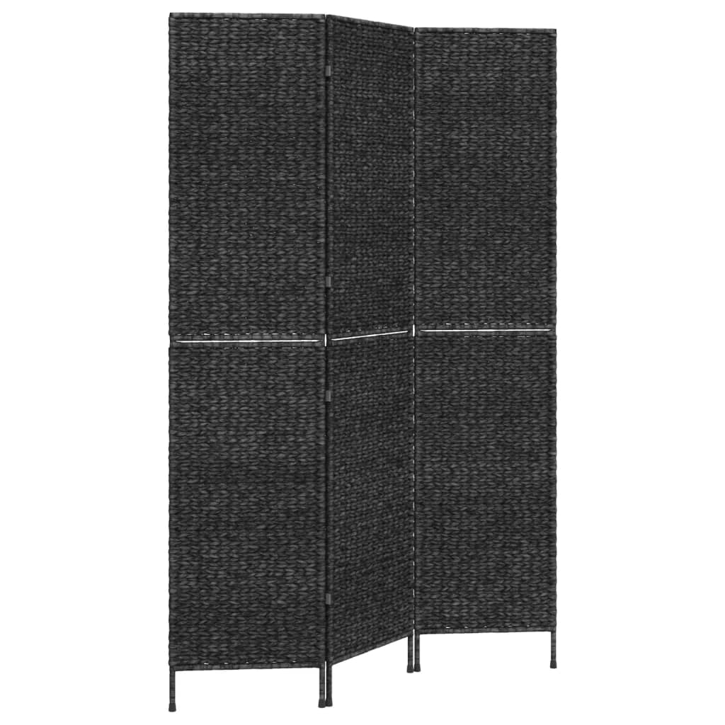 vidaXL Paravan de cameră cu 3 panouri negru 122x180 cm, zambilă de apă