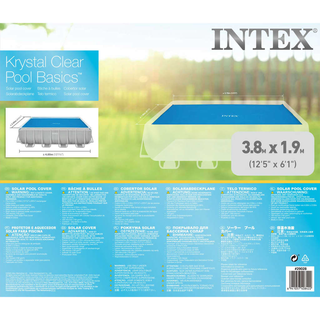 Intex Prelată solară de piscină, 400 x 200 cm, dreptunghiular