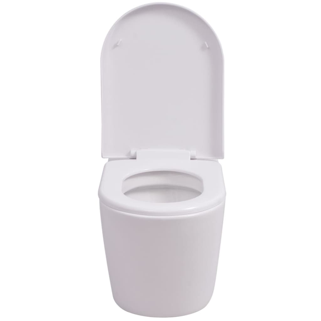 vidaXL Vas toaletă cu montare pe perete, ceramică, alb