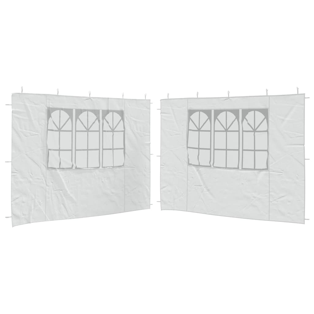 vidaXL Perete lateral cort petrecere, 2 buc, alb, PE, cu fereastră