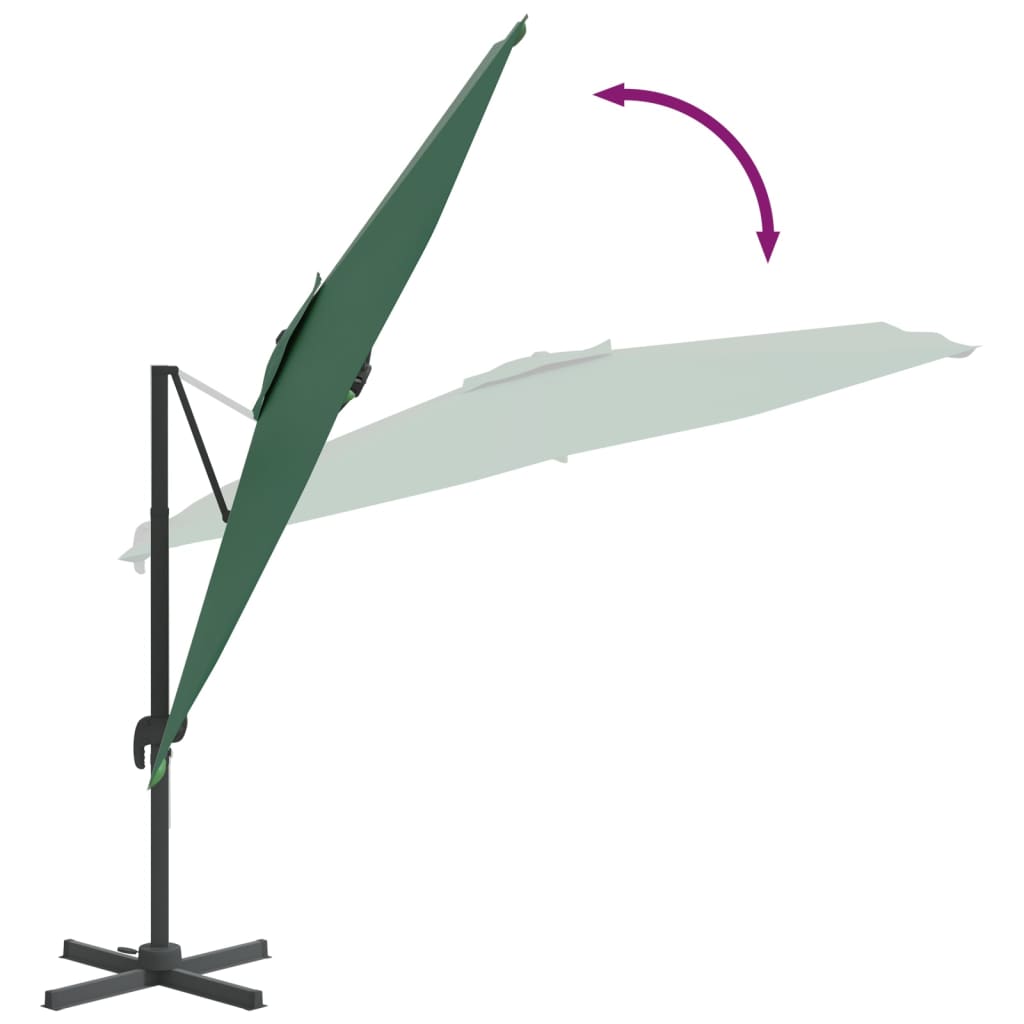 vidaXL Umbrelă tip consolă, stâlp din aluminiu, verde, 300x300 cm