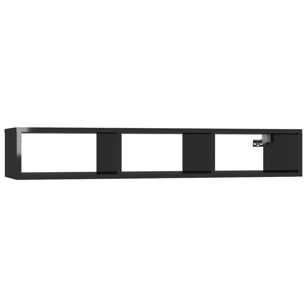 vidaXL Raft de perete, negru extralucios, 102x30x17 cm, PAL