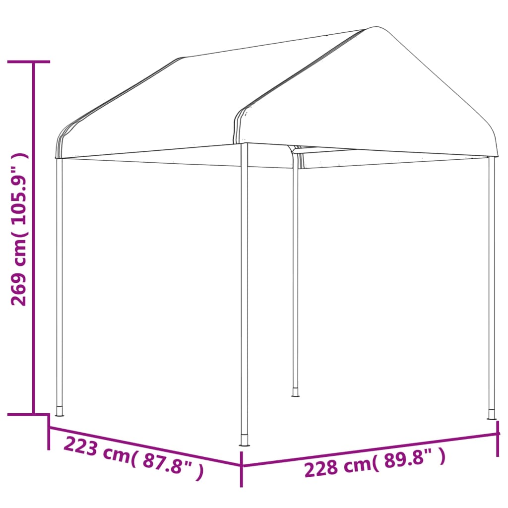 vidaXL Foișor cu acoperiș, alb, 2,28x2,23x2,69 m, polietilenă