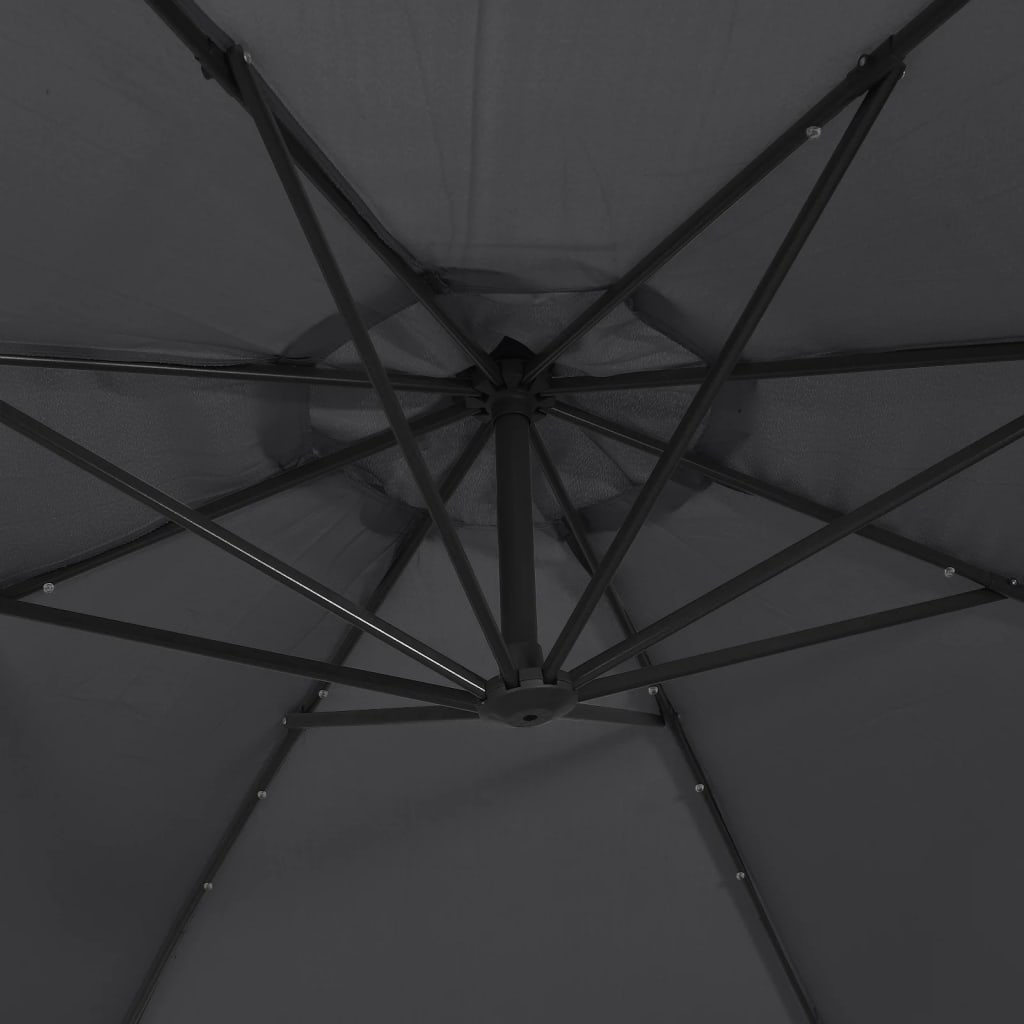 vidaXL Umbrelă în consolă cu lumini LED, negru, 350 cm