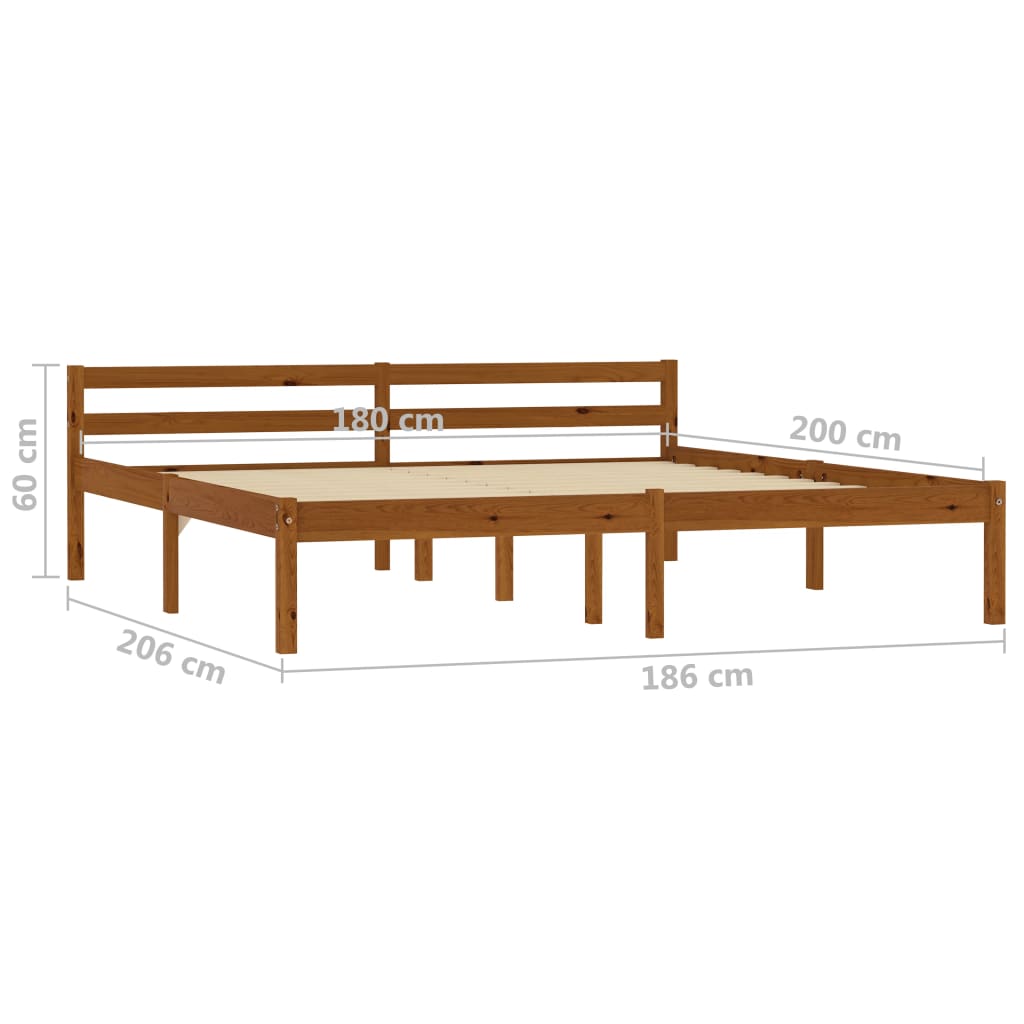 vidaXL Cadru de pat, maro miere, 180 x 200 cm, lemn masiv de pin