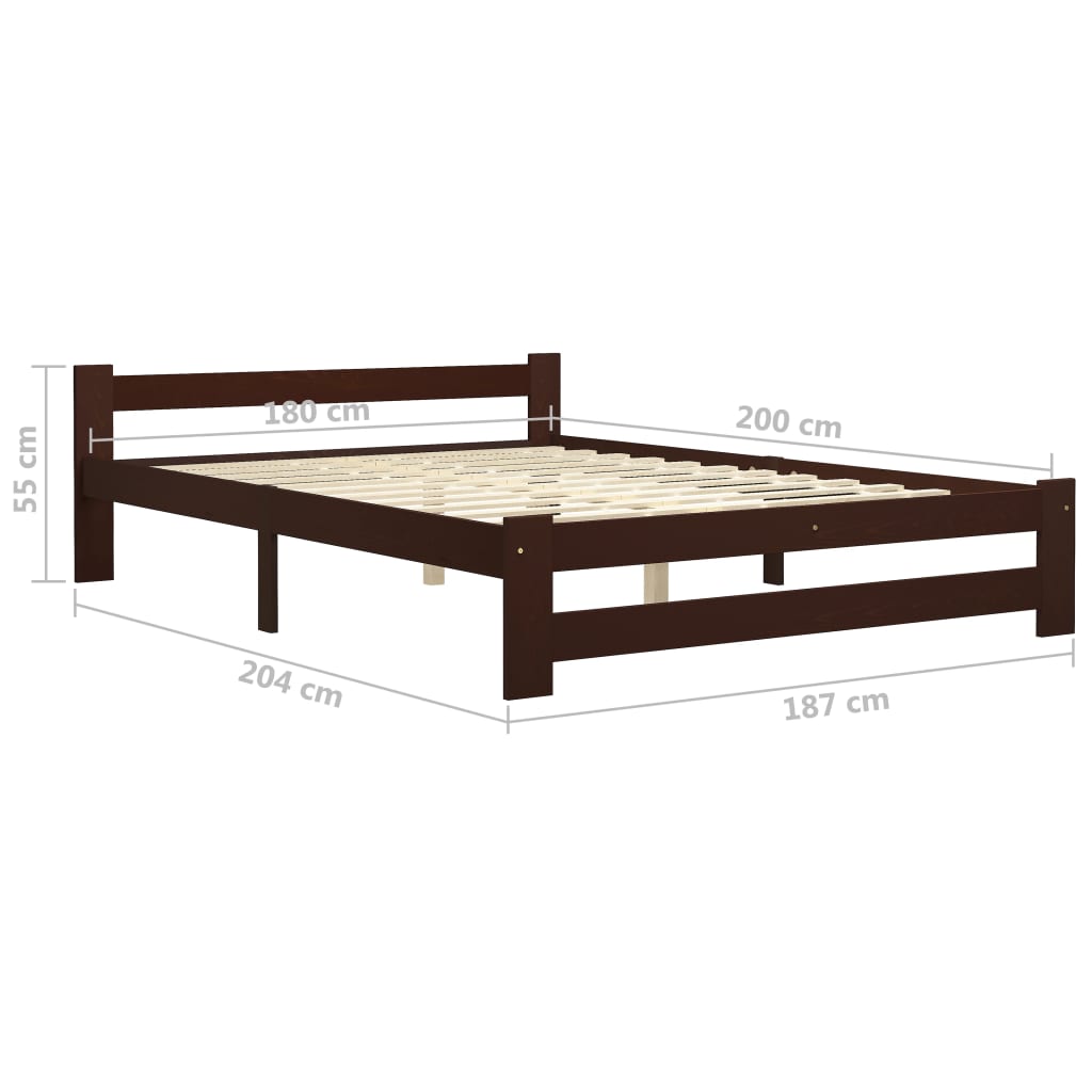 vidaXL Cadru de pat, maro închis, 180x200 cm, lemn masiv de pin