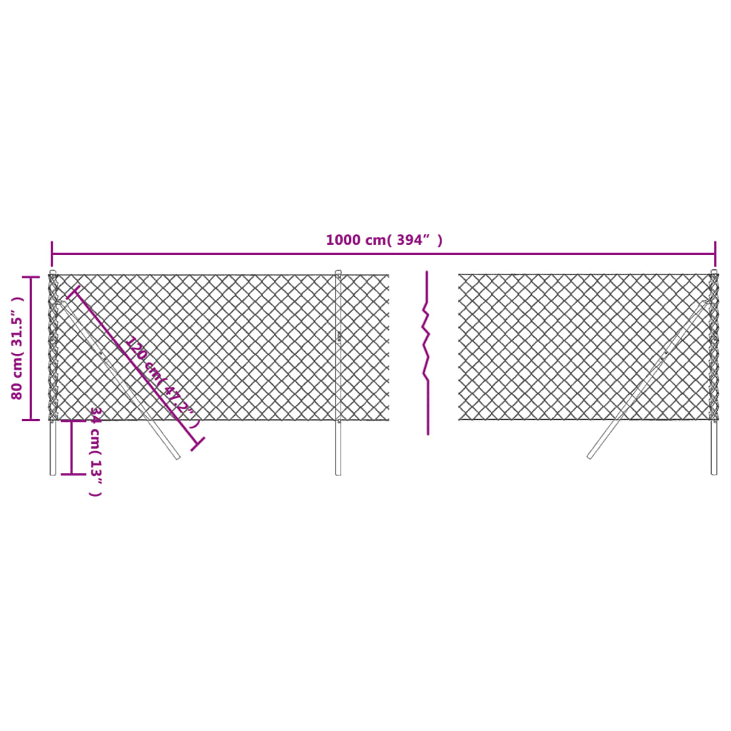 vidaXL Gard plasă de sârmă, antracit, 0,8x10 m
