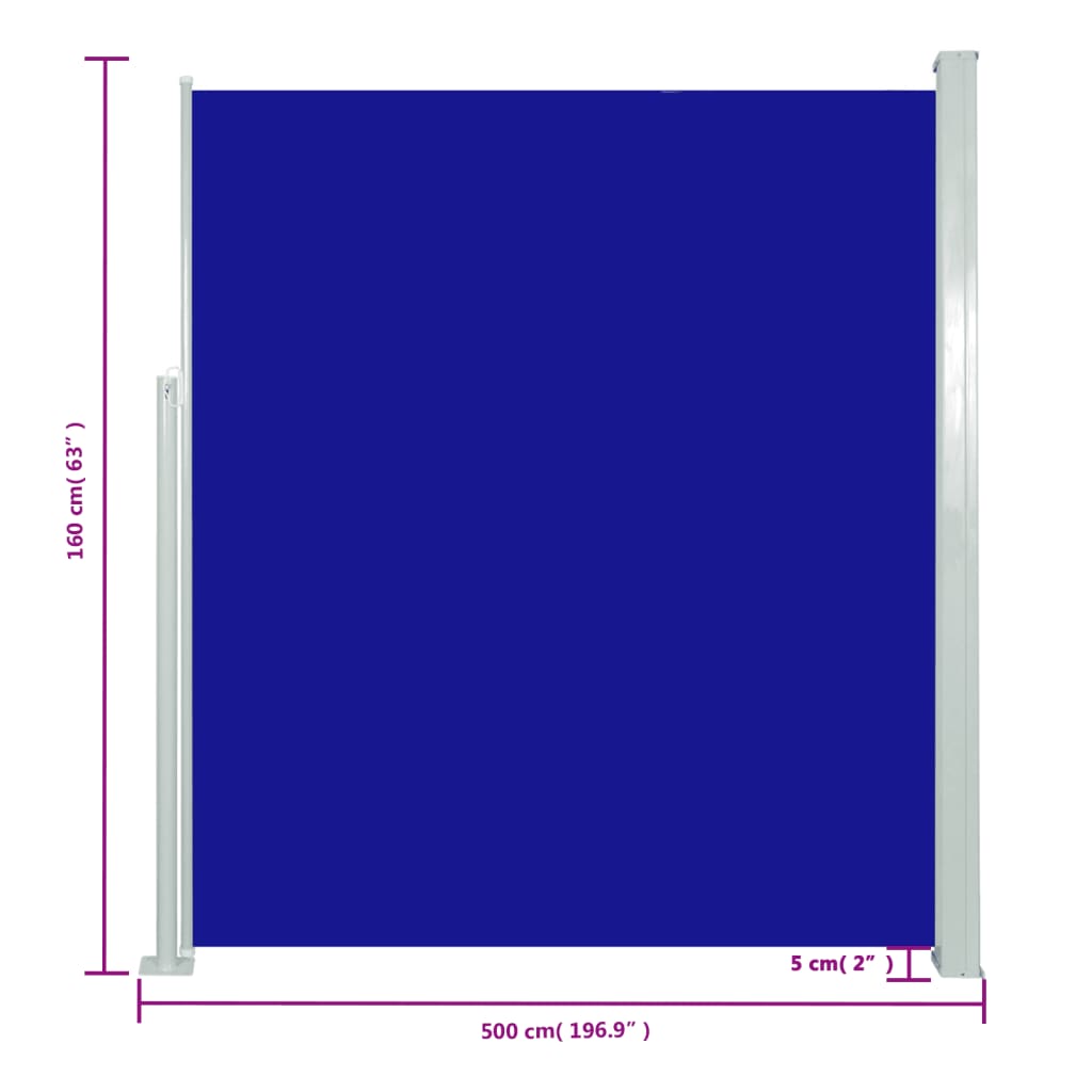 vidaXL Copertină laterală retractabilă, albastru, 160x500 cm