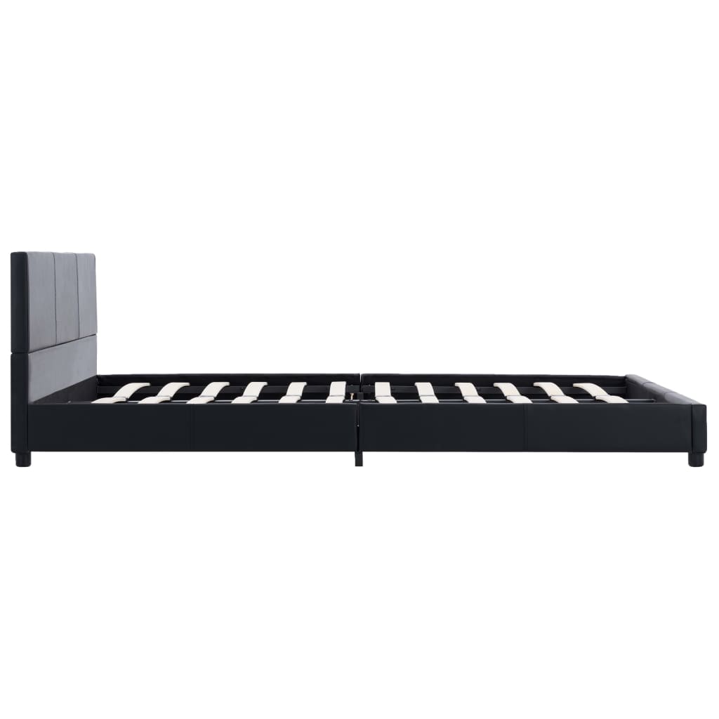 vidaXL Cadru de pat, negru, 140x200 cm, piele ecologică