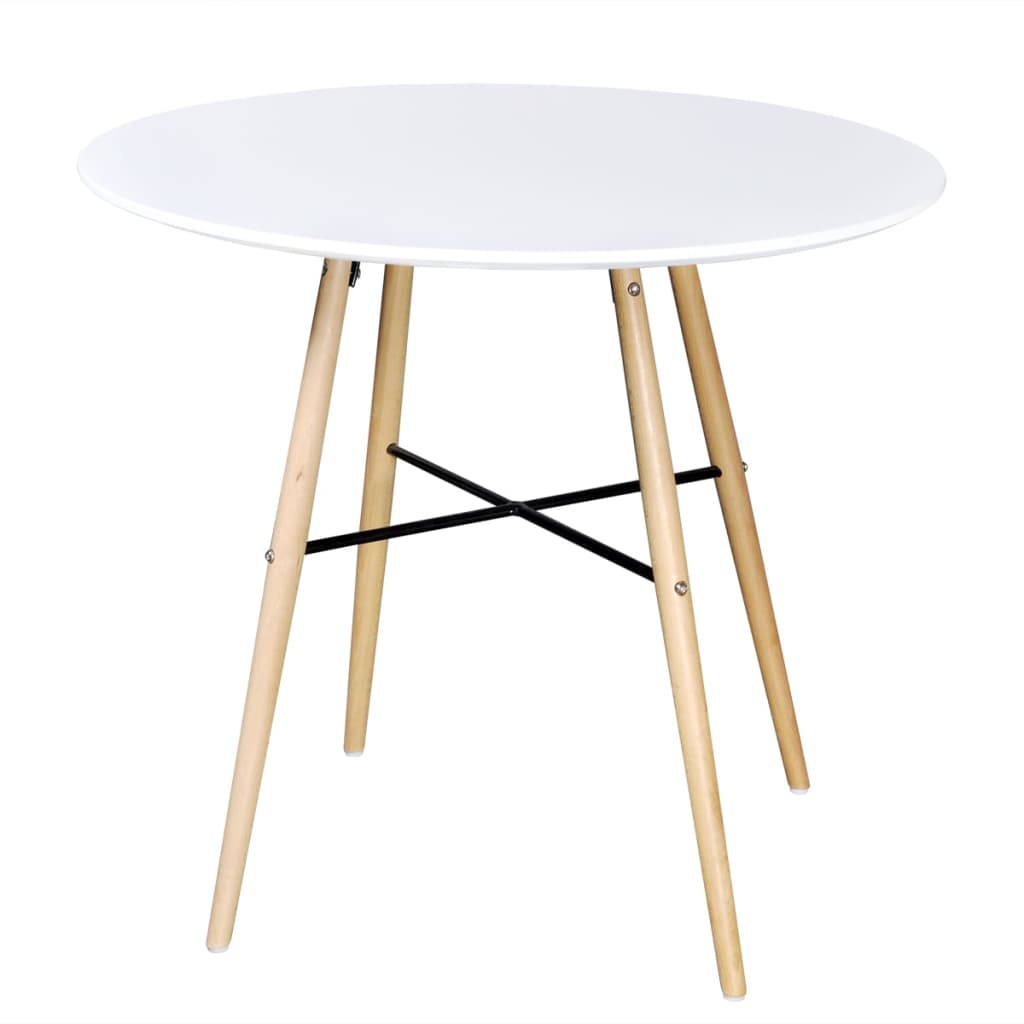 Set de bucătărie alb: masă rotundă cu 2 scaune fără brațe