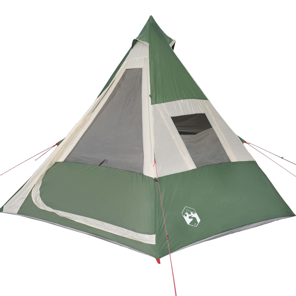 vidaXL Cort de camping tipi pentru 7 persoane, verde, impermeabil