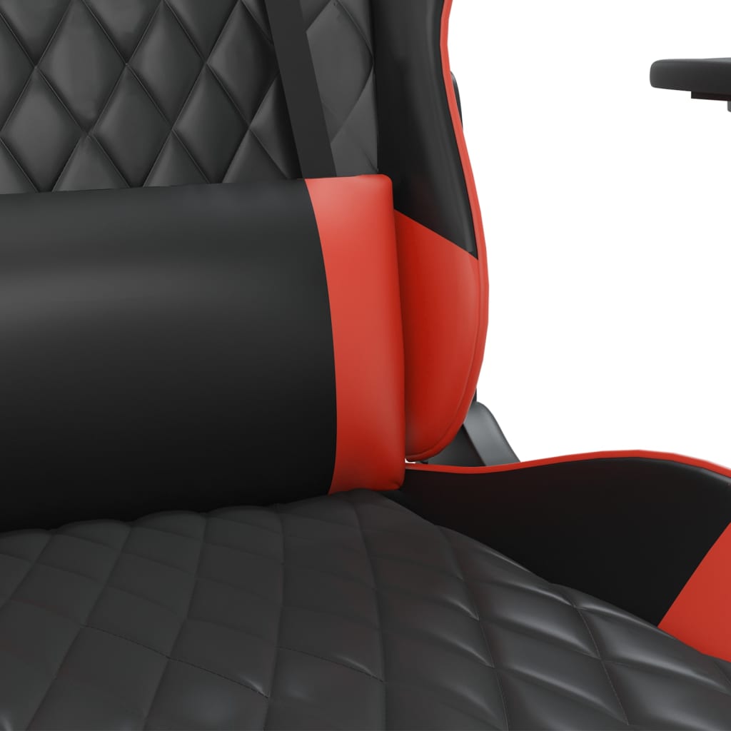 vidaXL Scaun de gaming cu masaj/suport picioare, negru/roșu, piele eco