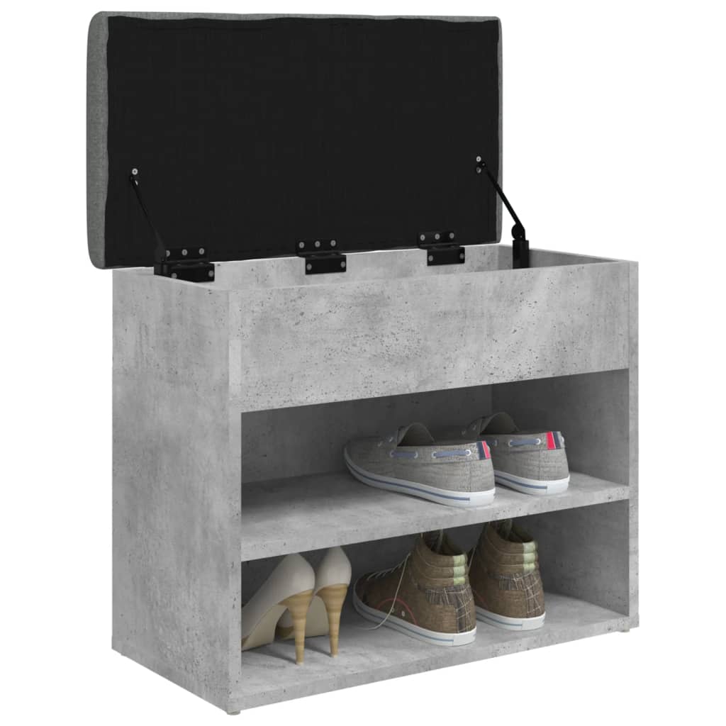 vidaXL Bancă de pantofi, gri beton, 62x32x50 cm, lemn prelucrat
