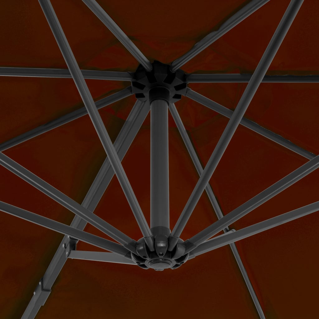 vidaXL Umbrelă suspendată cu stâlp din aluminiu, cărămiziu, 300 cm