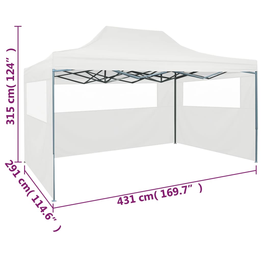 vidaXL Cort petrecere pliabil cu 3 pereți laterali, alb, 3 x 4,5 m