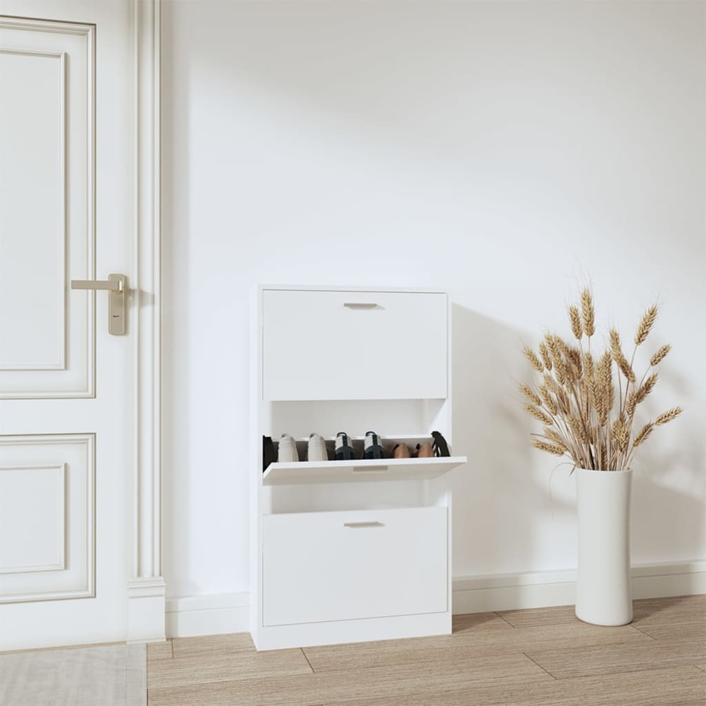 vidaXL Pantofar, alb, 59x17x108 cm, lemn prelucrat