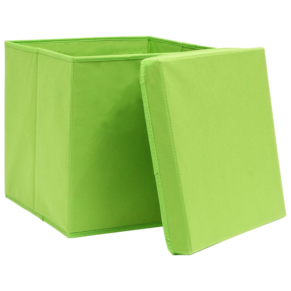 vidaXL Cutii depozitare cu capace 10 buc. verde, 32x32x32 cm, textil
