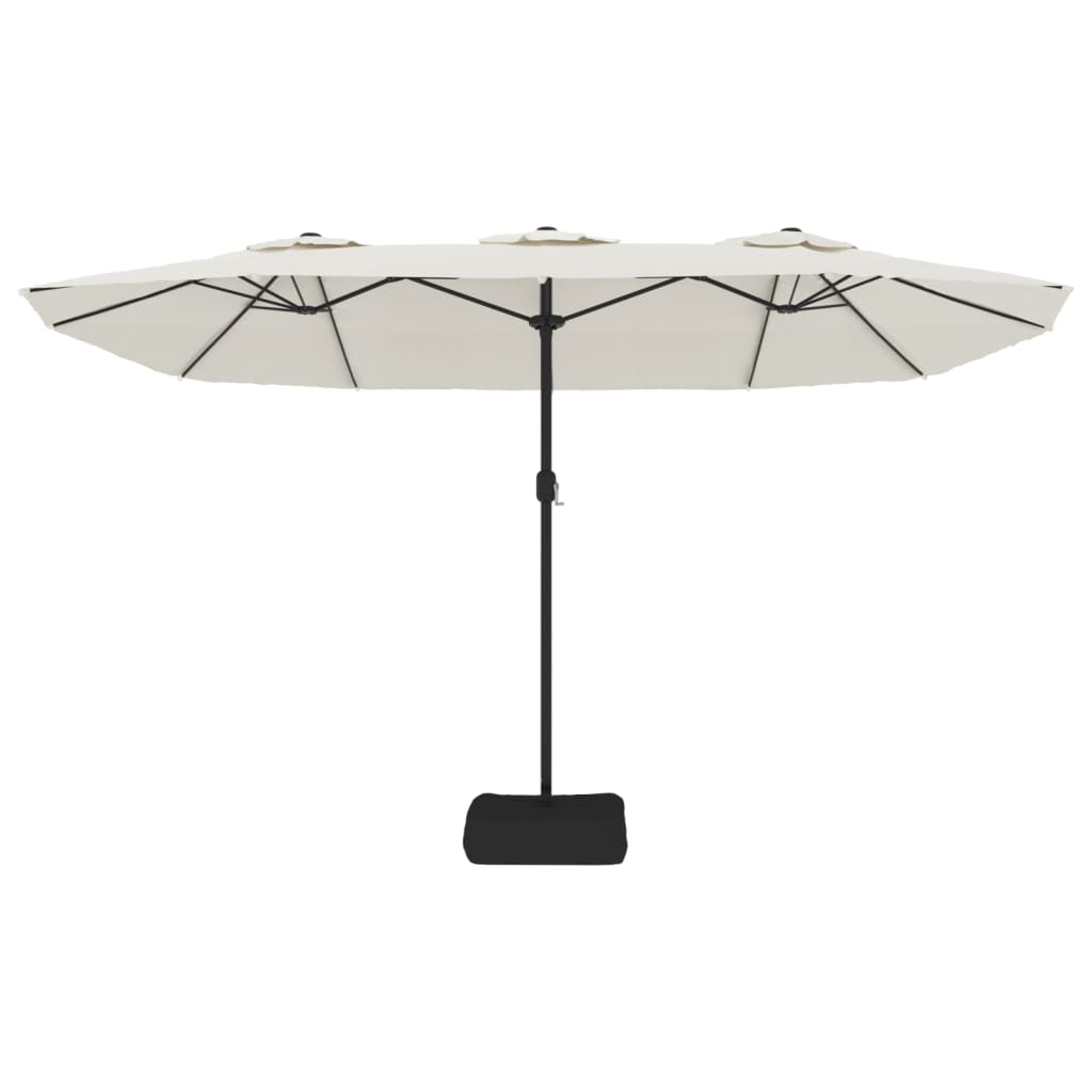 vidaXL Umbrelă de soare cu două capete, alb nisipiu, 449x245 cm
